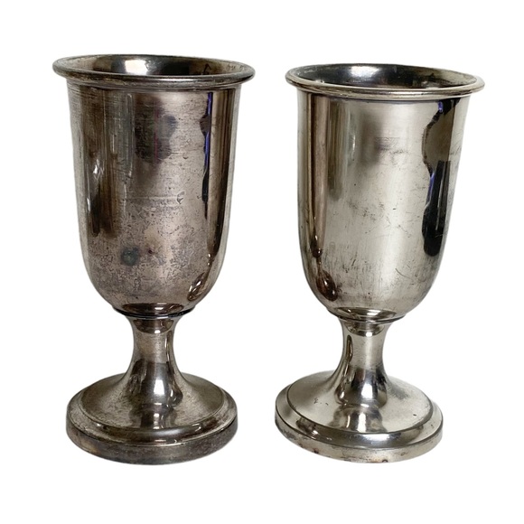 Vintage pair Wilcox quadruple silver plate goblets Meriden Connecticut 7” - Picture 1 of 8